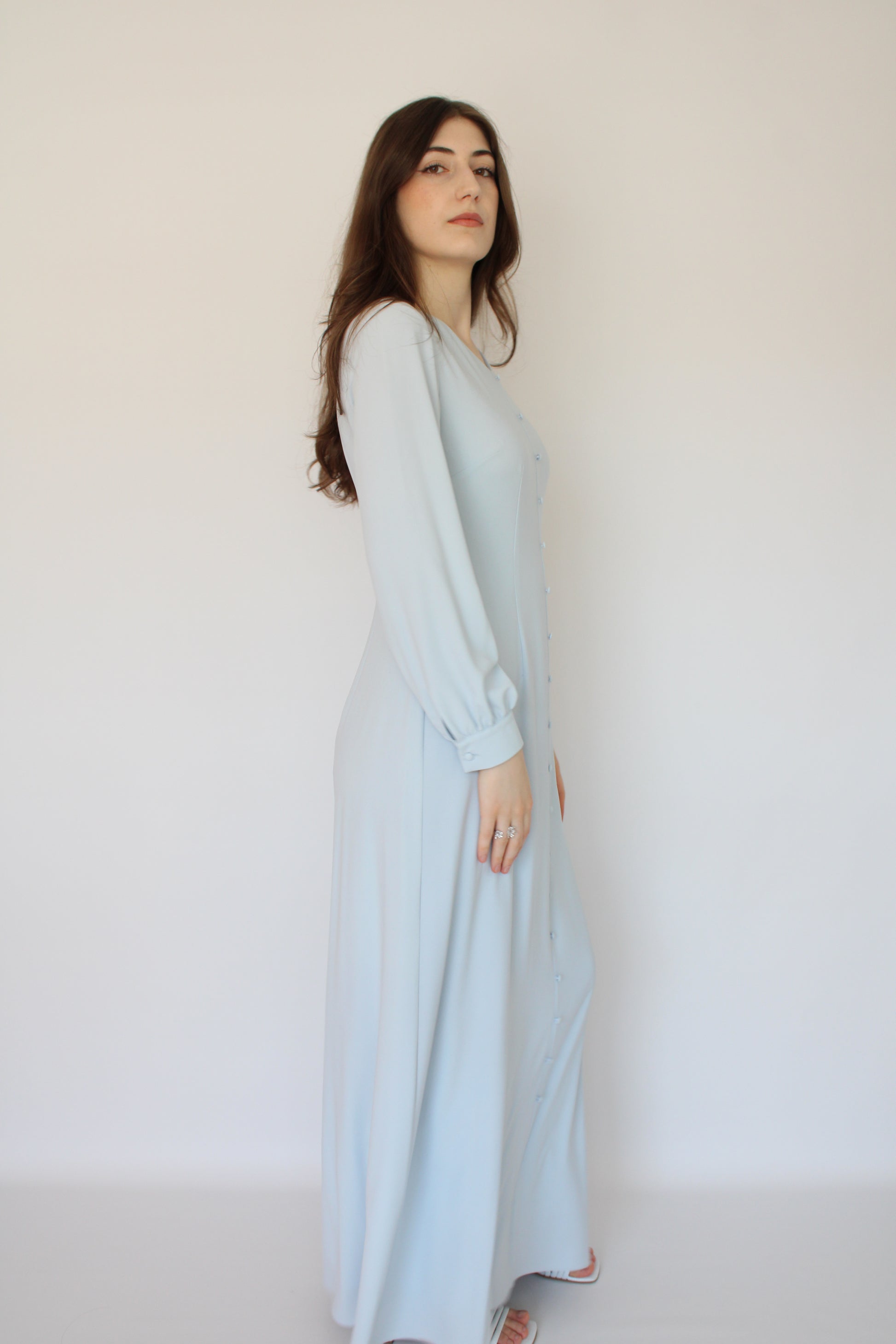 ROBE BLEU À BOUTONS