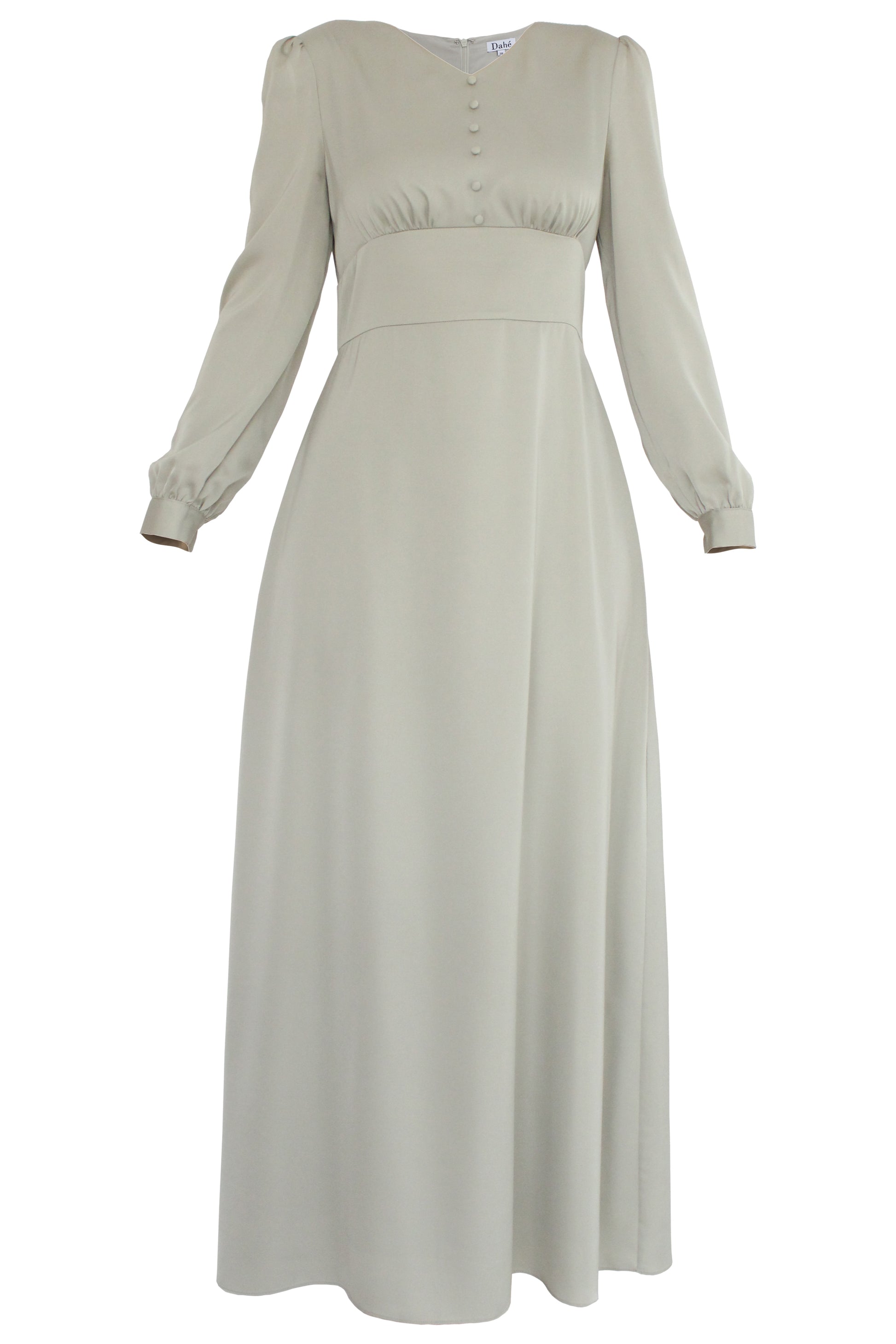 ROBE VERTE EN SATIN À FAUX BOUTONS
